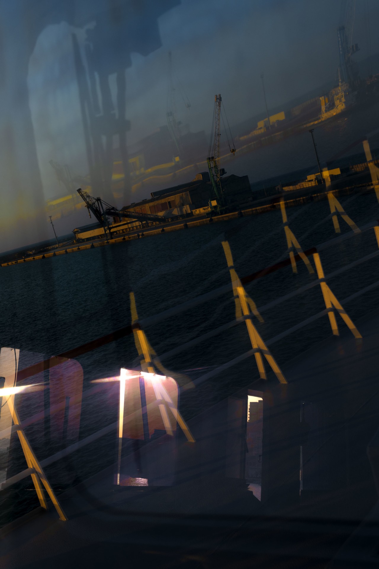 Harbor reflection Blue cargo shipment by Alessia Rollo